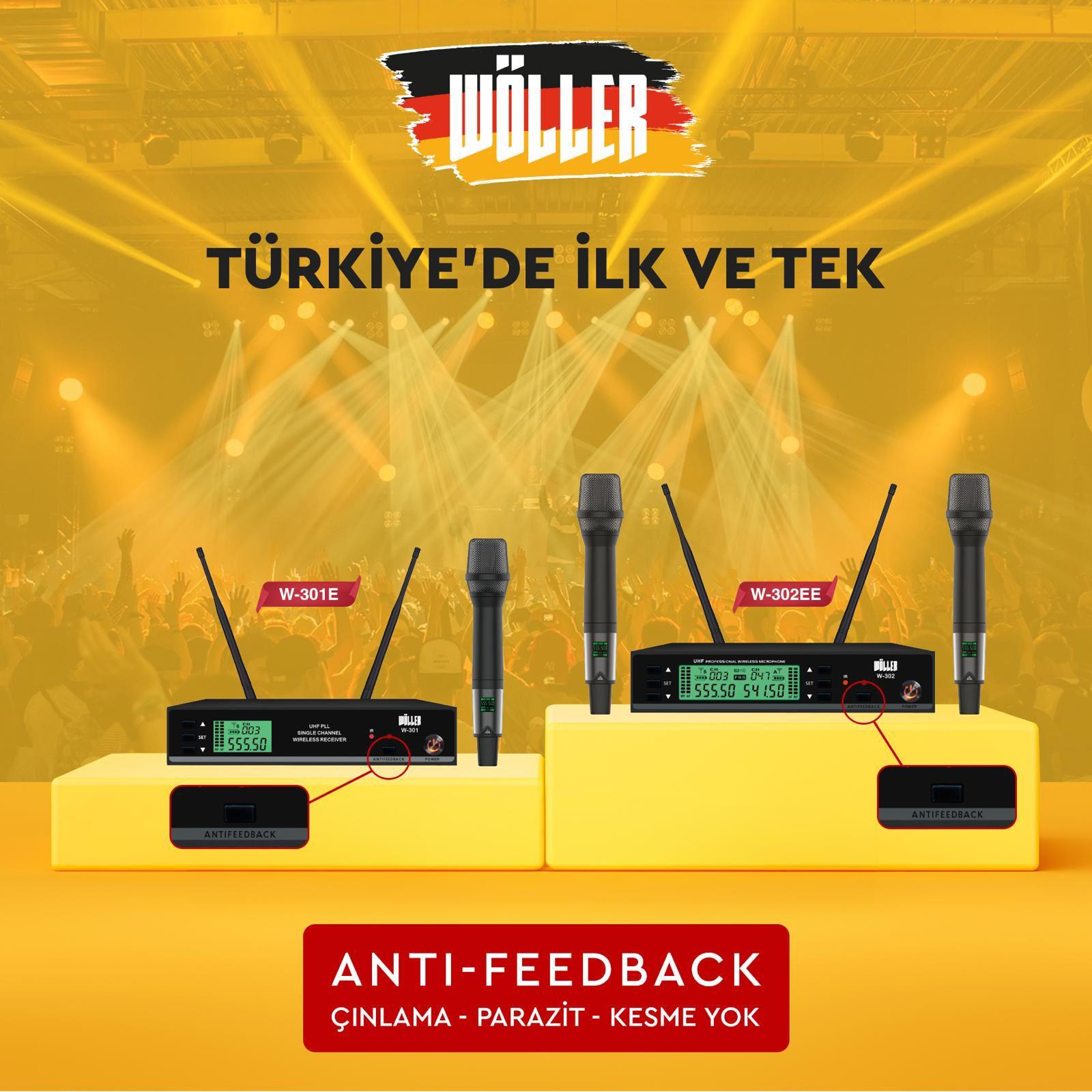WÖLLER W-302EE ÇİFT EL DİGİTAL TELSİZ MİKROFON (ANTİ FEEDBACK TEKNOLOJİ)