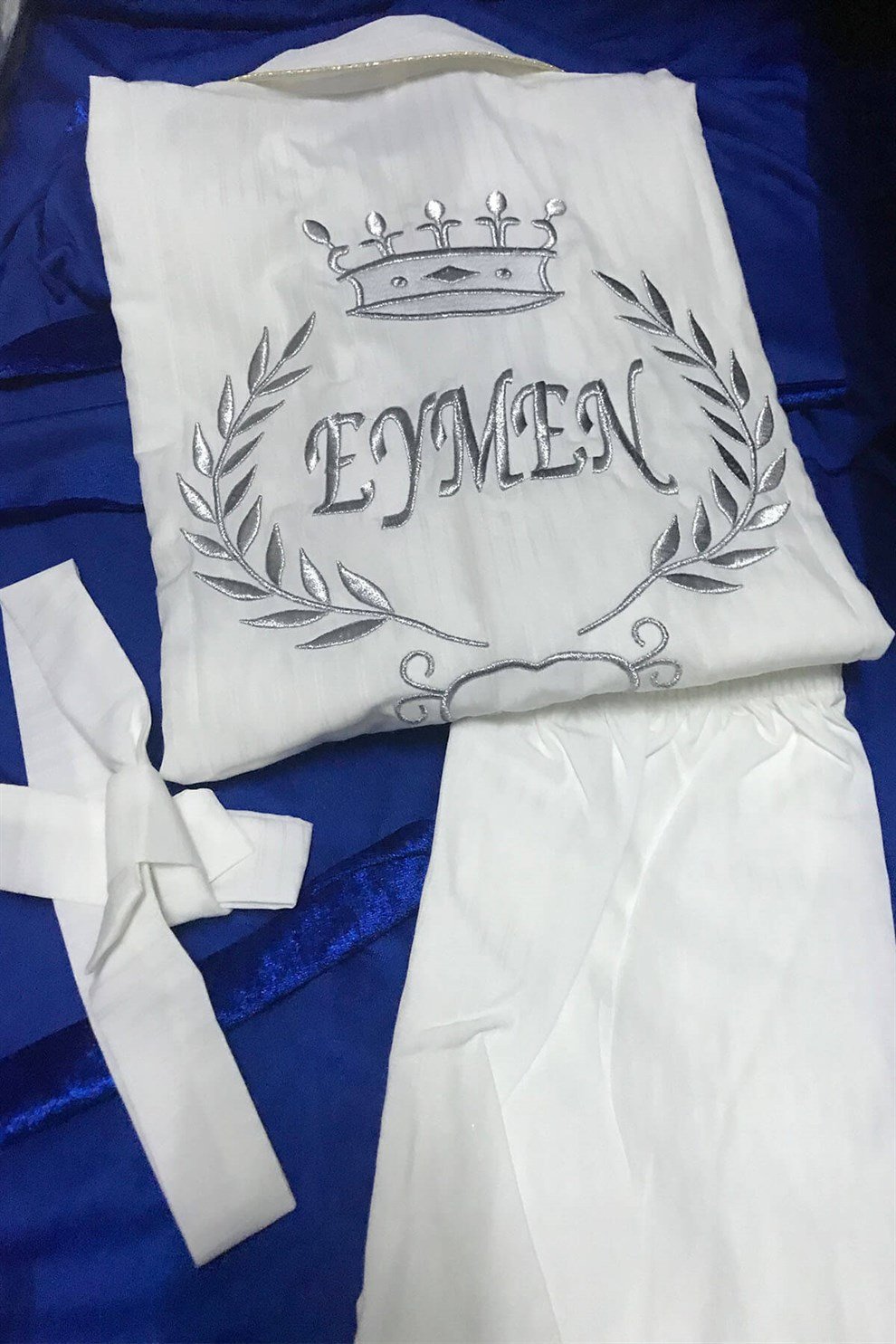 İsim Nakışlı Pijamaİsime Özel Gümüş Nakışlı Sünnet Pijaması