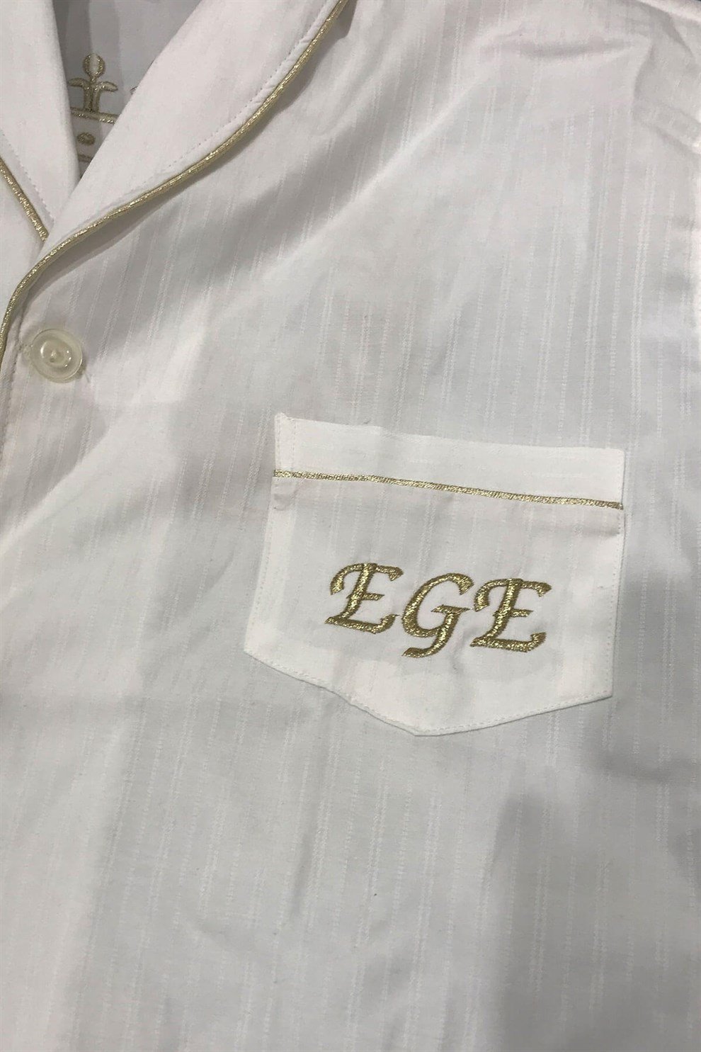 İsimli Pijamaİsime Özel İsim Nakışlı Krem Altın Sünnet Pijaması