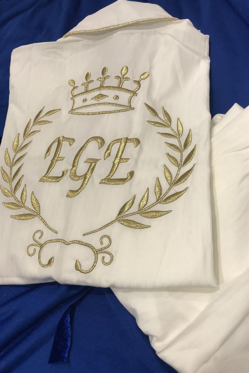 İsimli Pijamaİsime Özel İsim Nakışlı Krem Altın Sünnet Pijaması