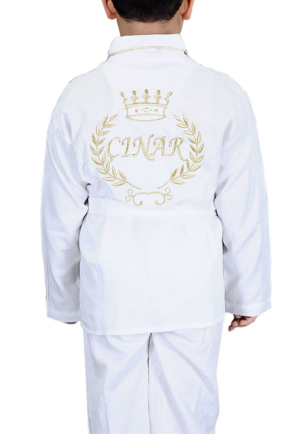 Sünnet Pijaması İsime Özel İsim Nakışlı Krem Altın Sünnet Pijaması