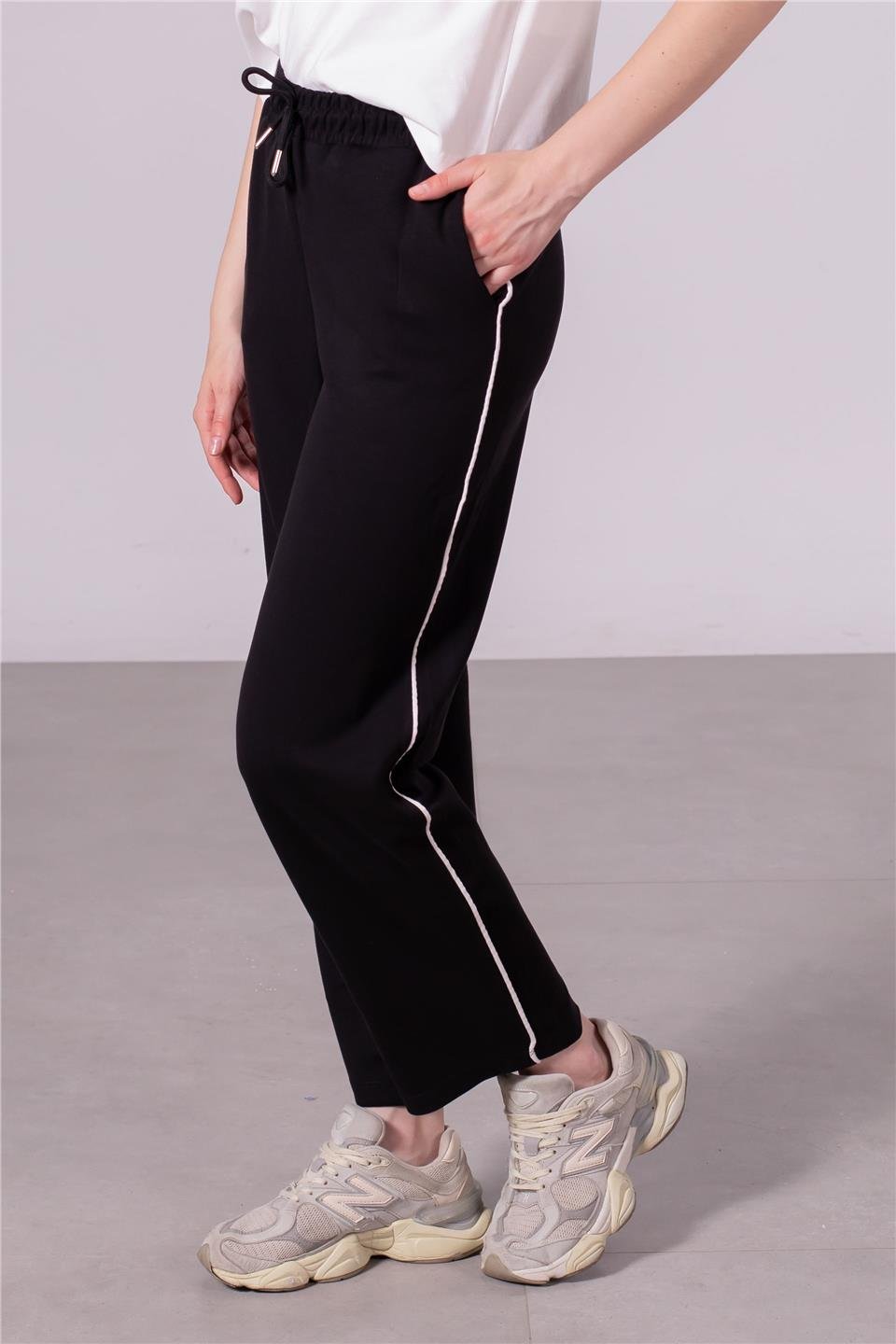 Ara biye cepli pantolon-DVN0973 Siyah