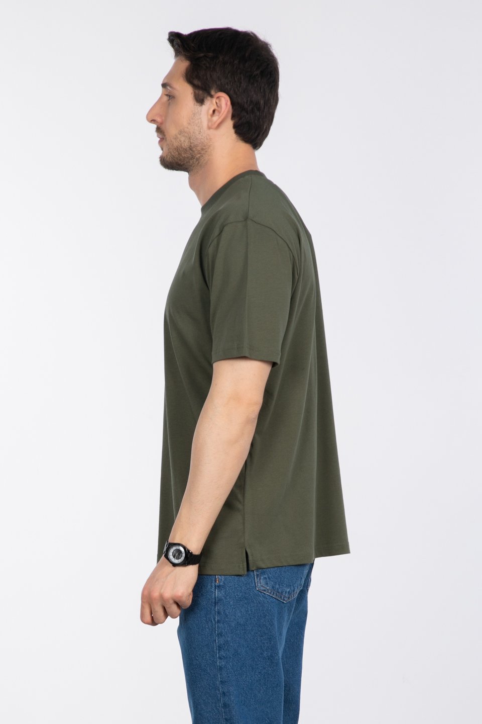 Baskılı t-shirt-2736-2 Haki