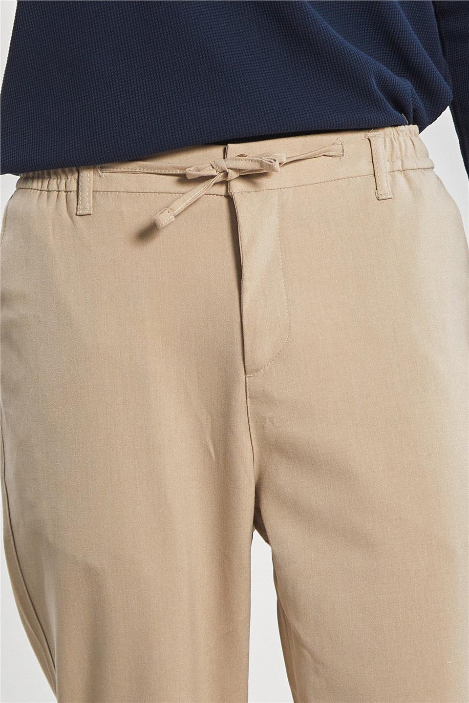 Beli Bağlamalı Erkek Pantolon - Taş Rengi