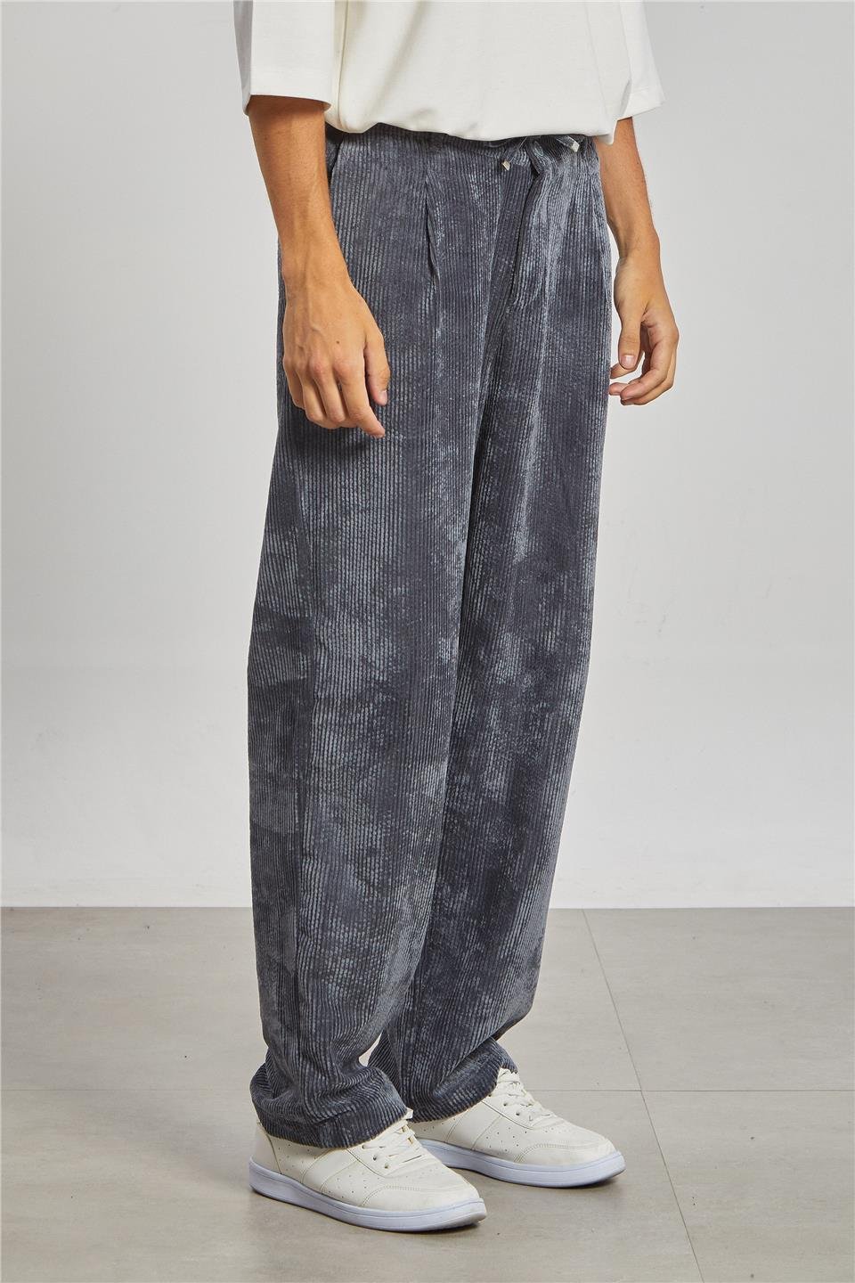 Beli Bağlamalı Kadife Erkek Pantolon - Antrasit