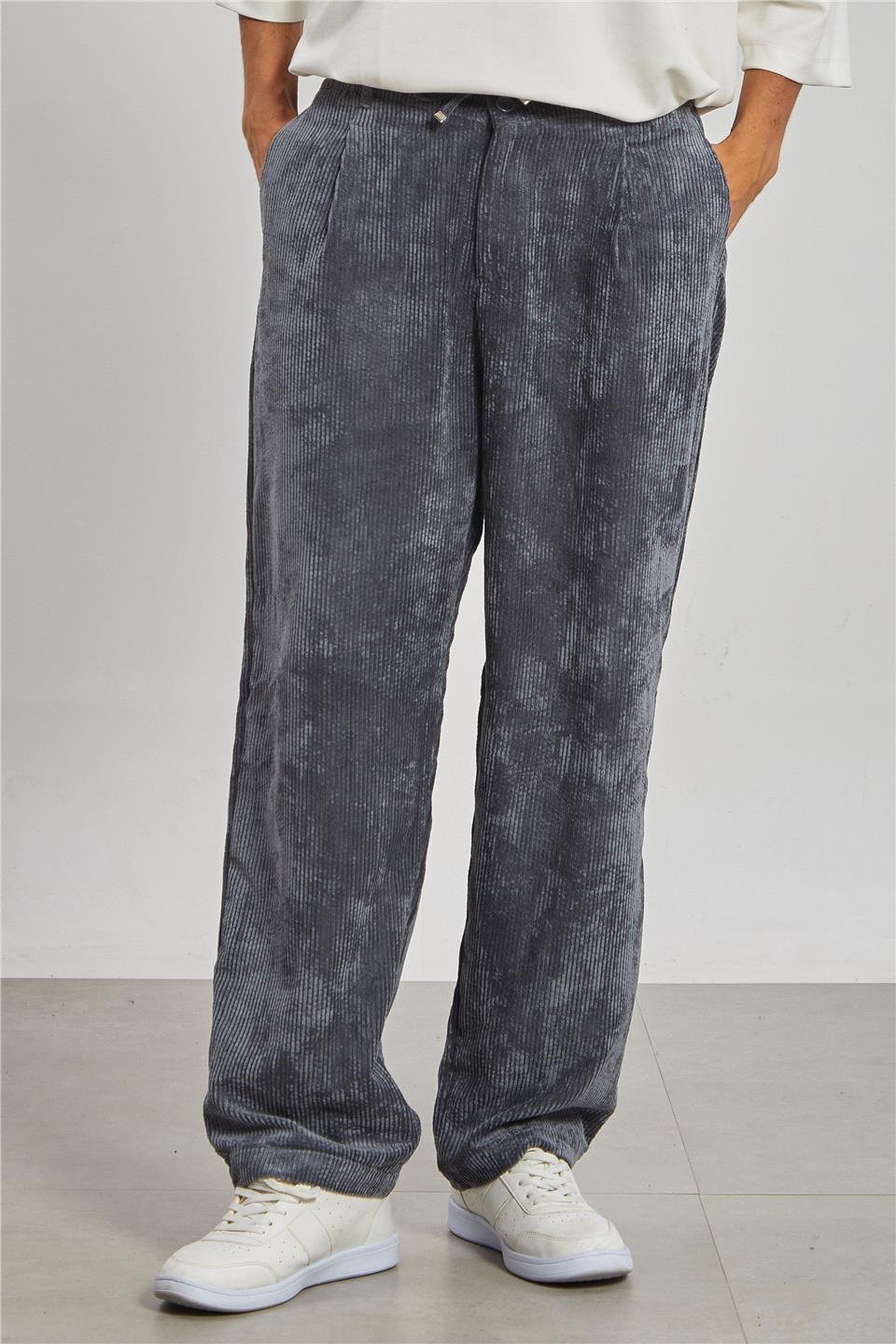 Beli Bağlamalı Kadife Erkek Pantolon - Antrasit