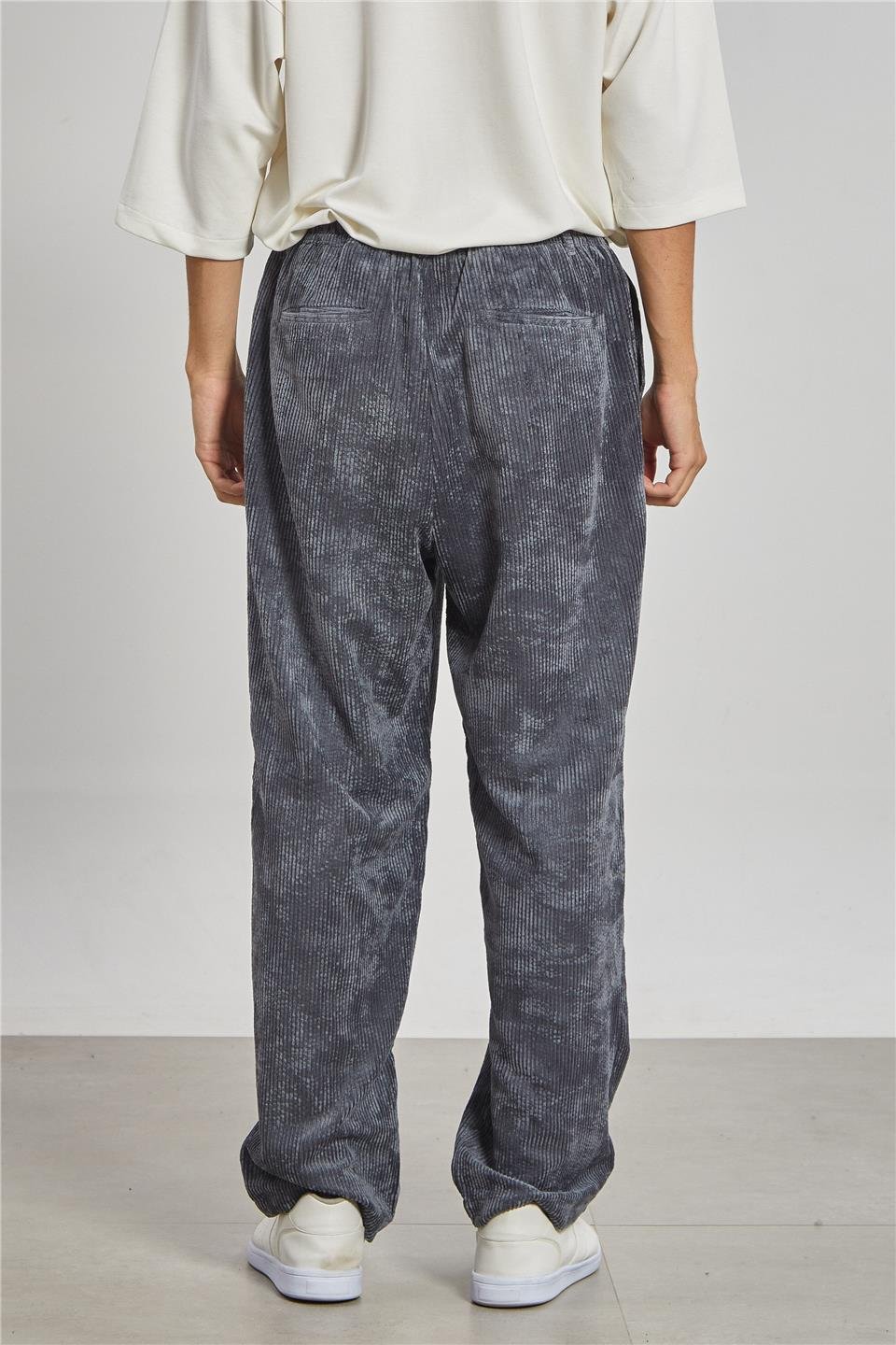 Beli Bağlamalı Kadife Erkek Pantolon - Antrasit