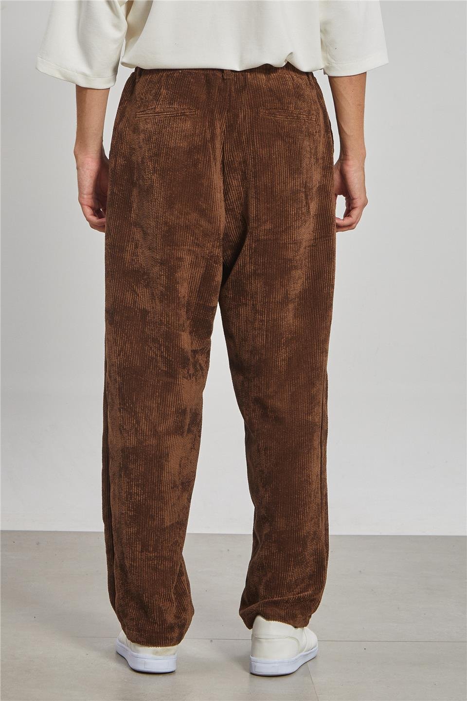 Beli Bağlamalı Kadife Erkek Pantolon - Kahve