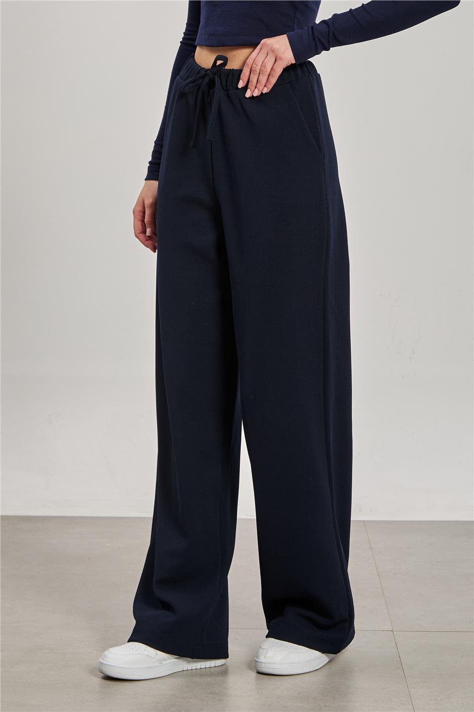 Beli ipli bol paça pantolon-2111 Lacivert