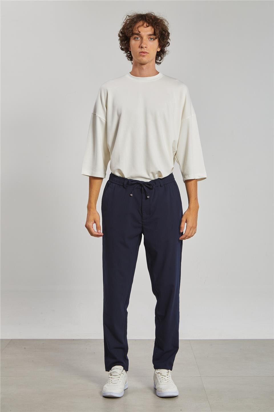 Beli Lastikli Jogger Erkek Pantolon - Lacivert