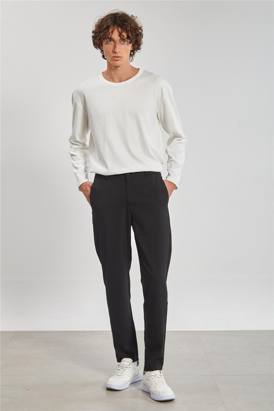 Beli Lastikli Jogger Erkek Pantolon - Siyah