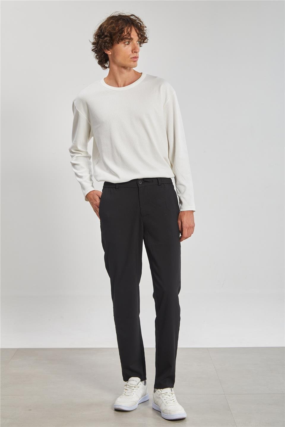 Beli Lastikli Jogger Erkek Pantolon - Siyah
