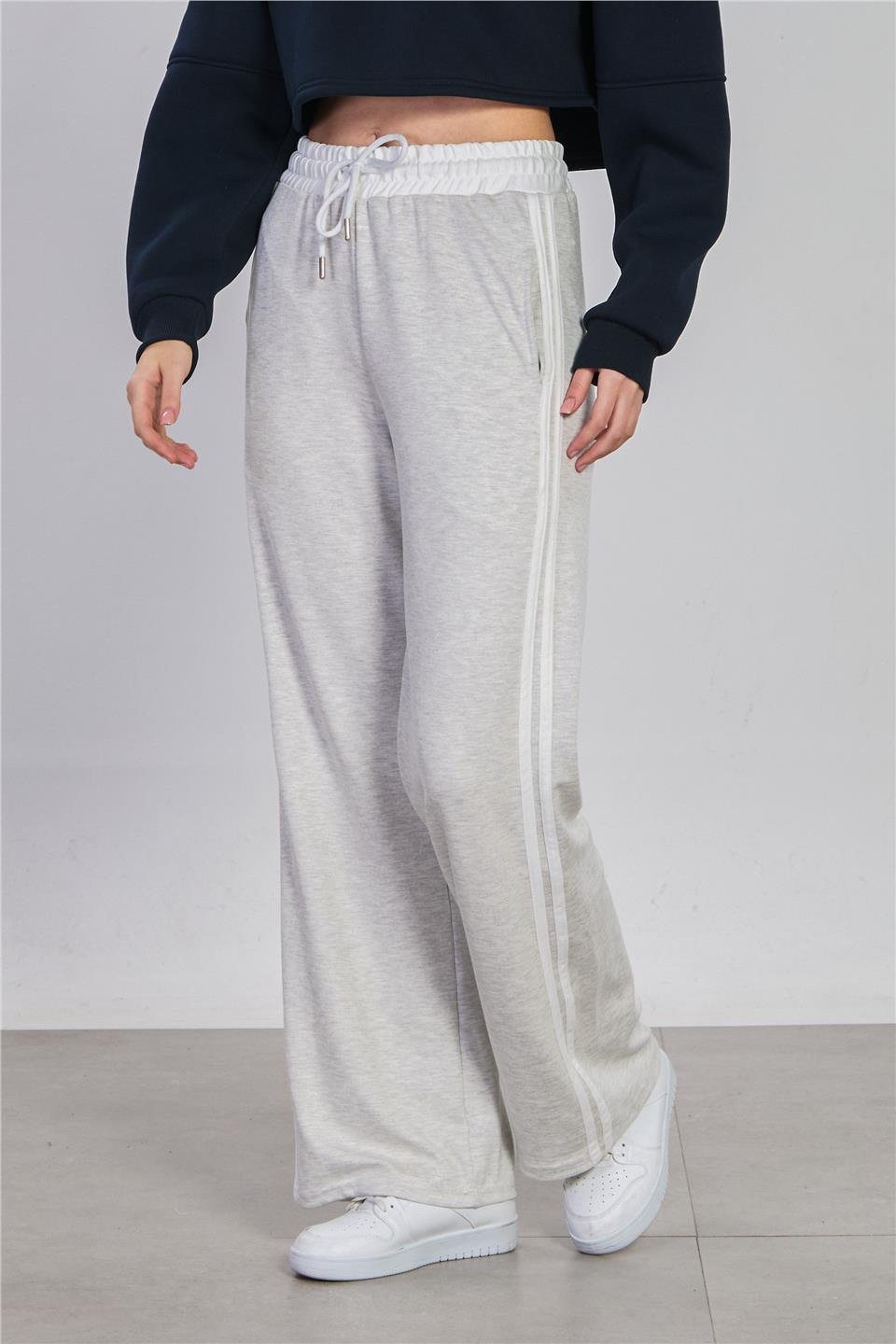 Beli renk garnili eşofman altı-DVN1306 Kar Melanj