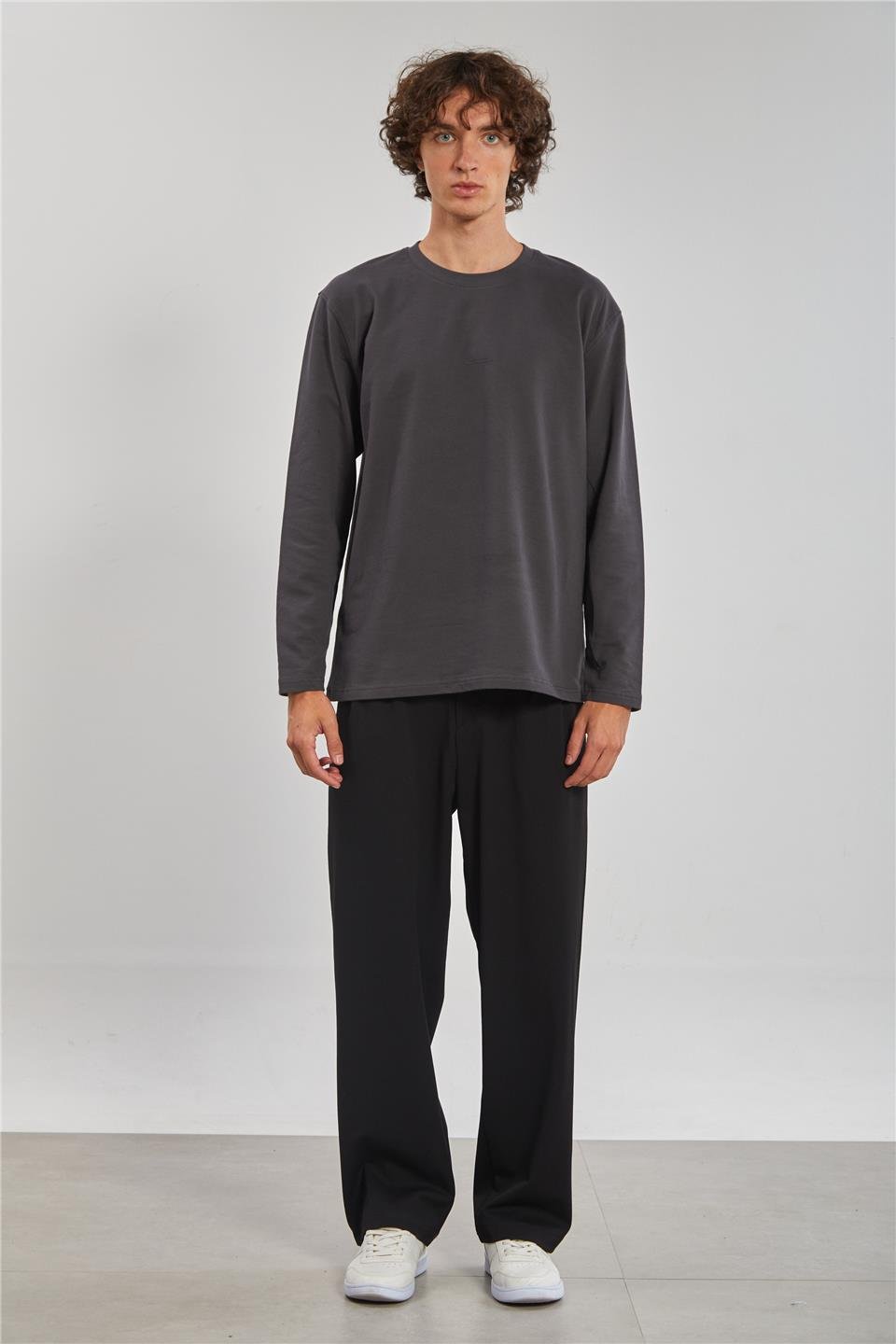 Bisiklet Yaka Erkek Sweat - Antrasit