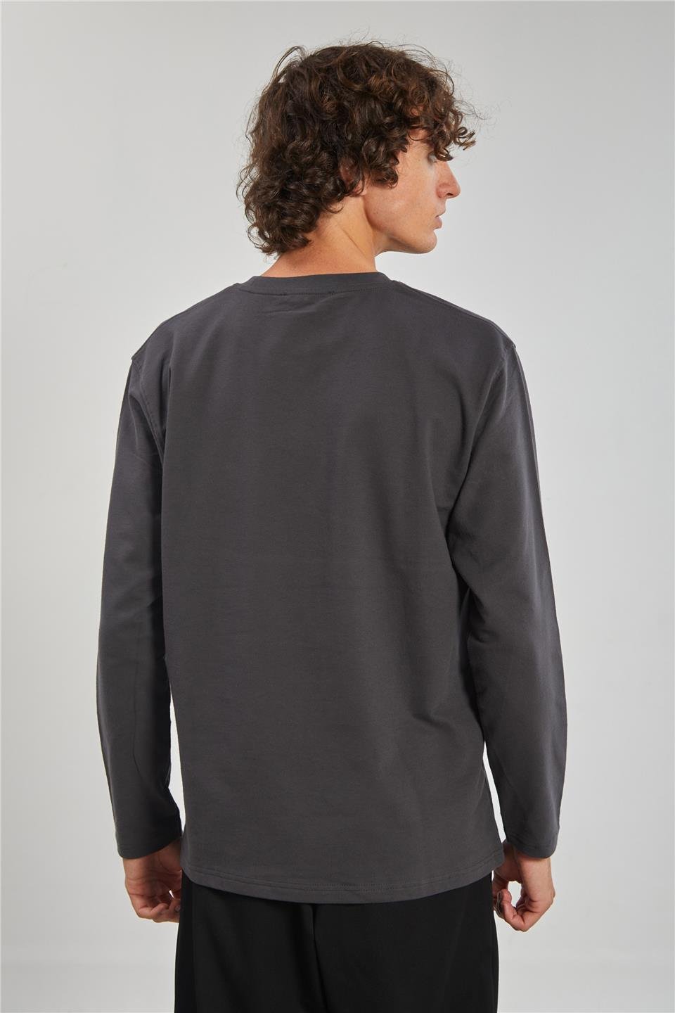 Bisiklet Yaka Erkek Sweat - Antrasit