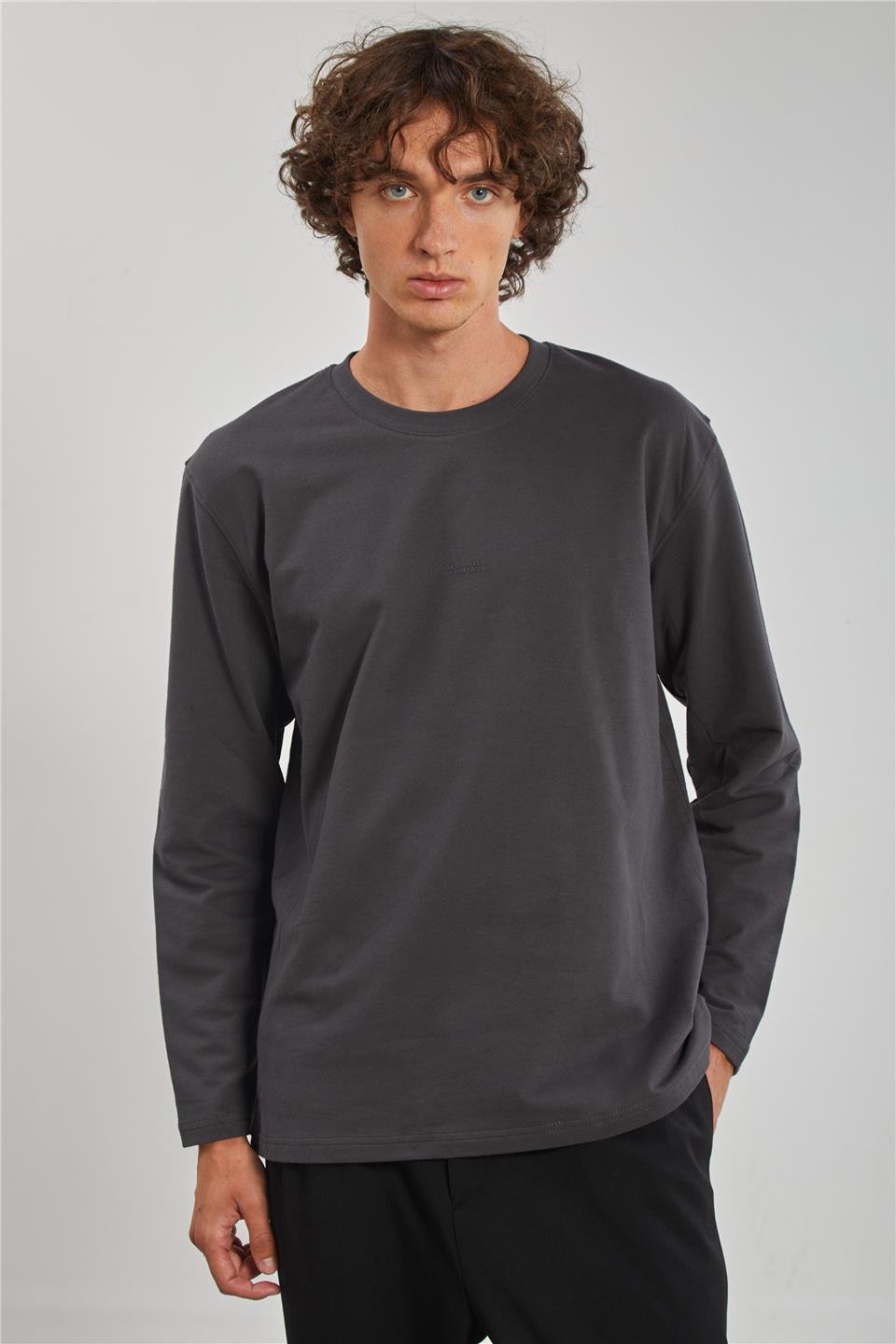 Bisiklet Yaka Erkek Sweat - Antrasit