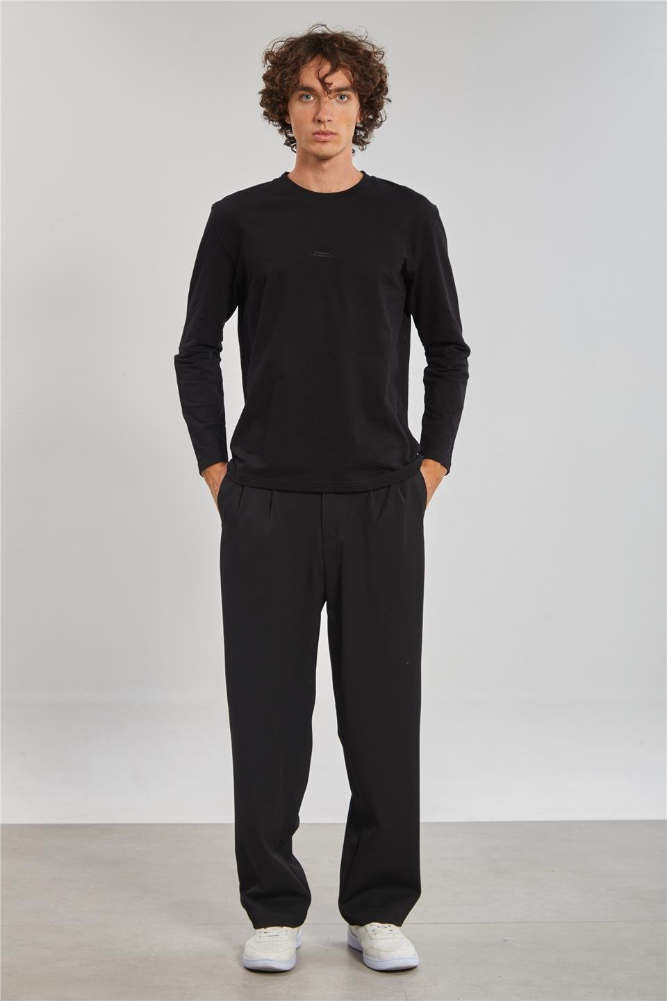 Bisiklet Yaka Erkek Sweat - Siyah