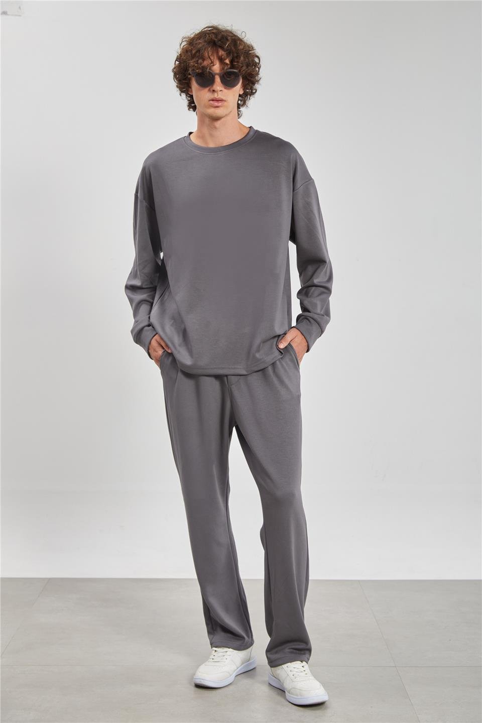 Bisiklet Yaka Erkek Sweatshirt - Antrasit