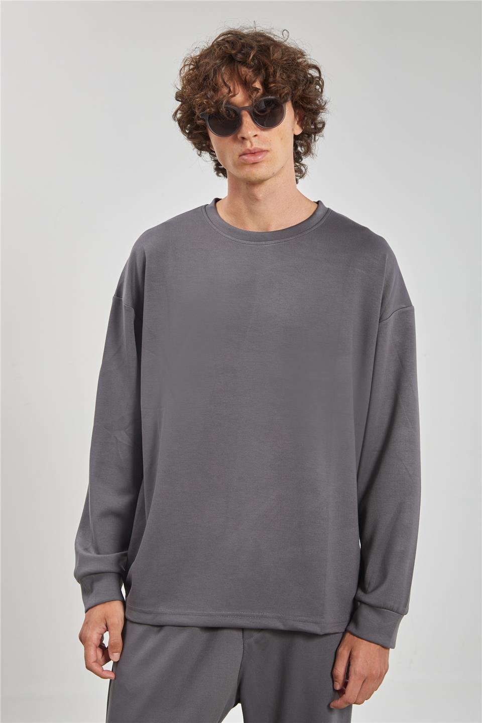 Bisiklet Yaka Erkek Sweatshirt - Antrasit