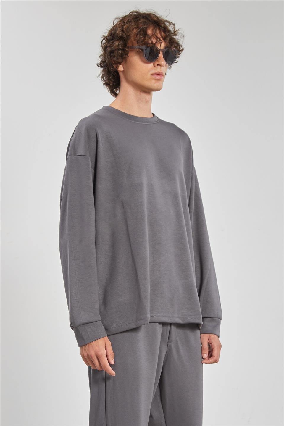 Bisiklet Yaka Erkek Sweatshirt - Antrasit