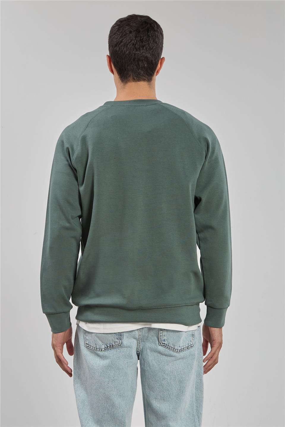 Bisiklet yaka logolu sweat-1210 Haki