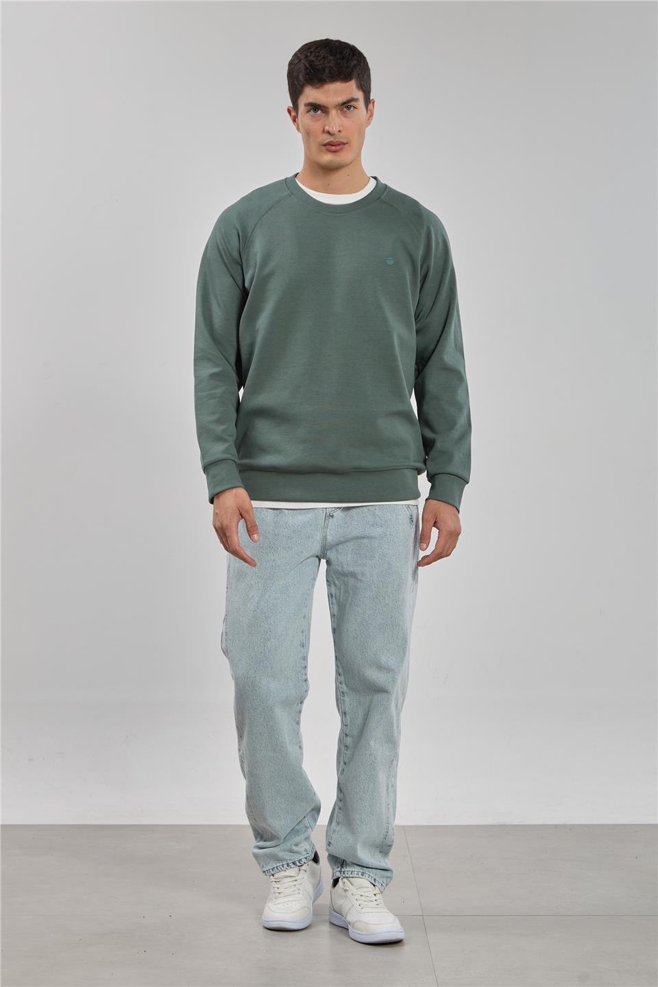 Bisiklet yaka logolu sweat-1210 Haki