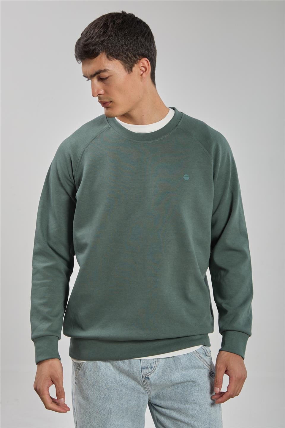 Bisiklet yaka logolu sweat-1210 Haki