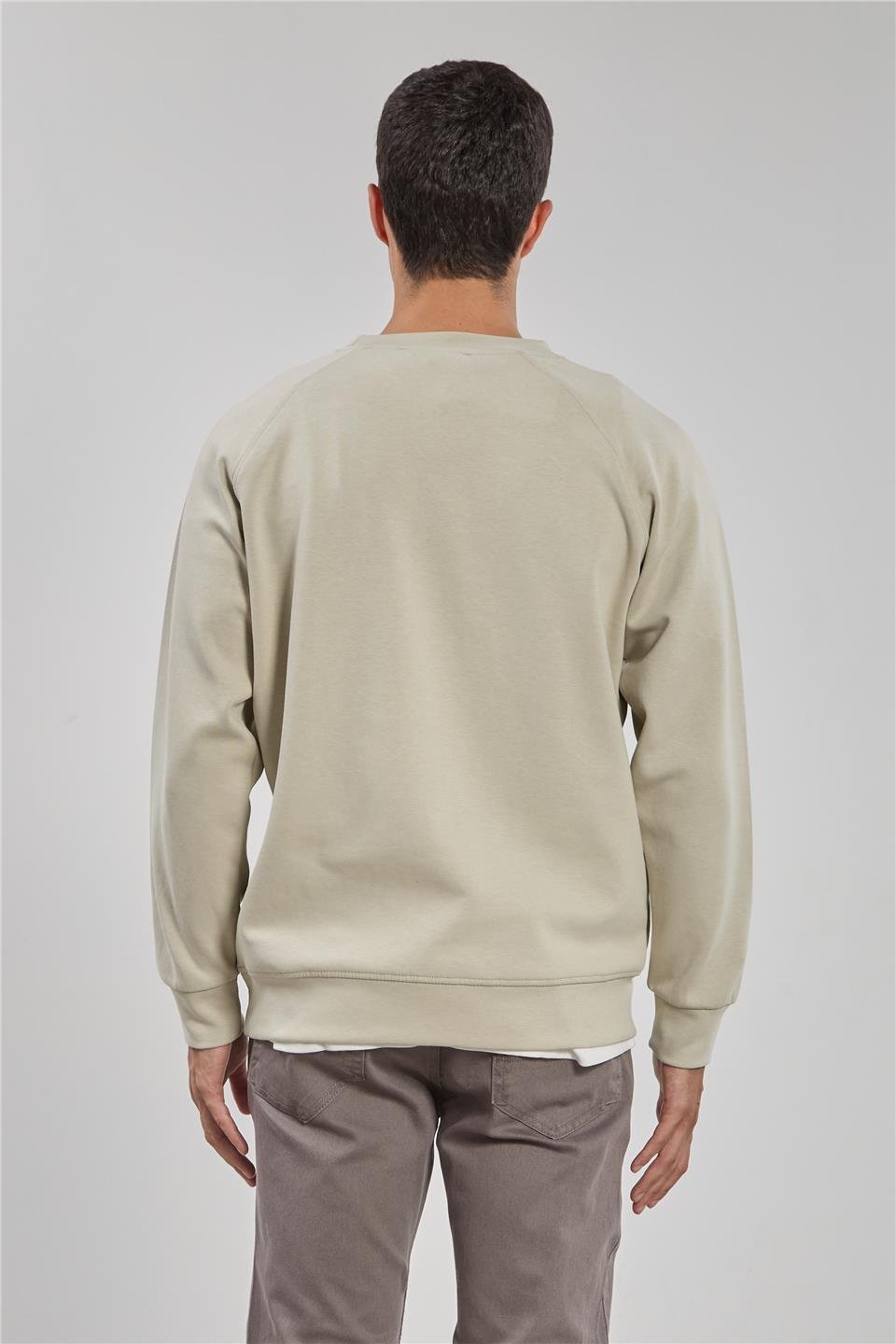 Bisiklet yaka logolu sweat-1210 Taş