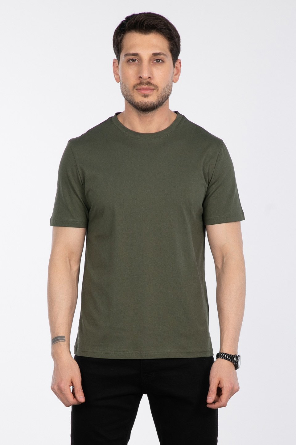 Bisiklet Yaka Regular Fit T-Shirt - Haki