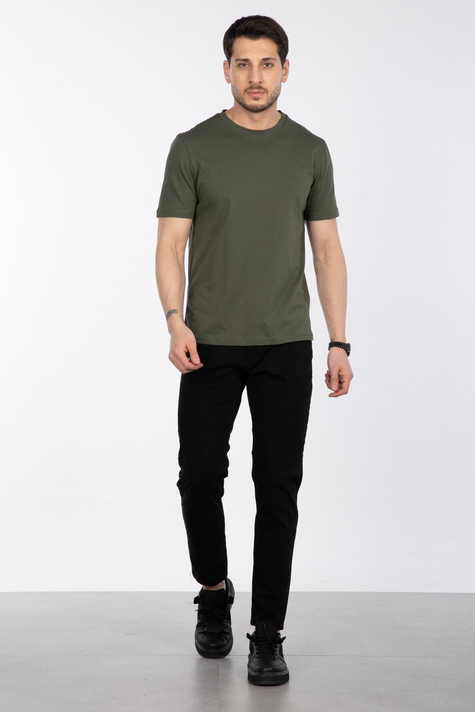 Bisiklet Yaka Regular Fit T-Shirt - Haki