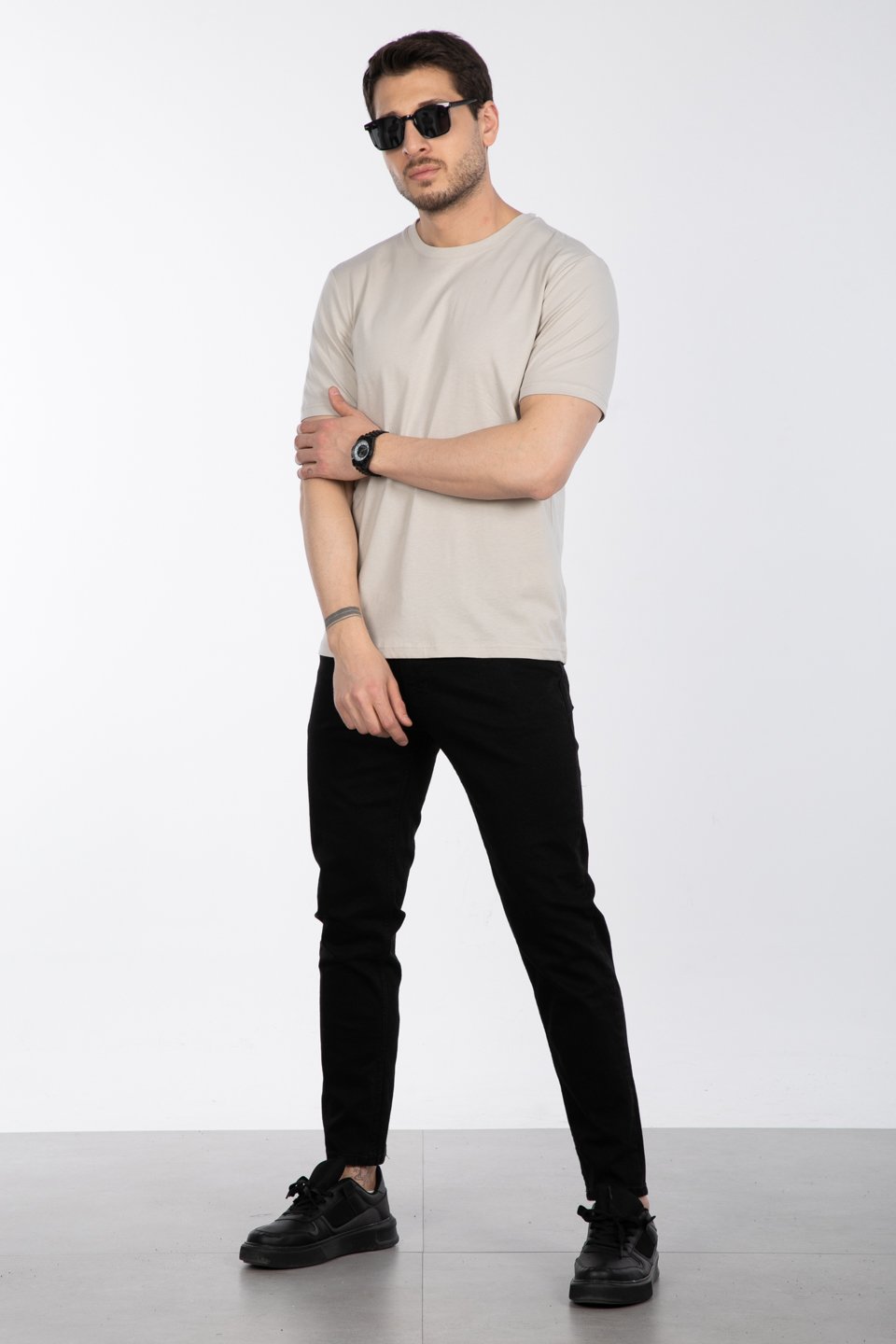 Bisiklet Yaka Regular Fit T-Shirt - Vizon