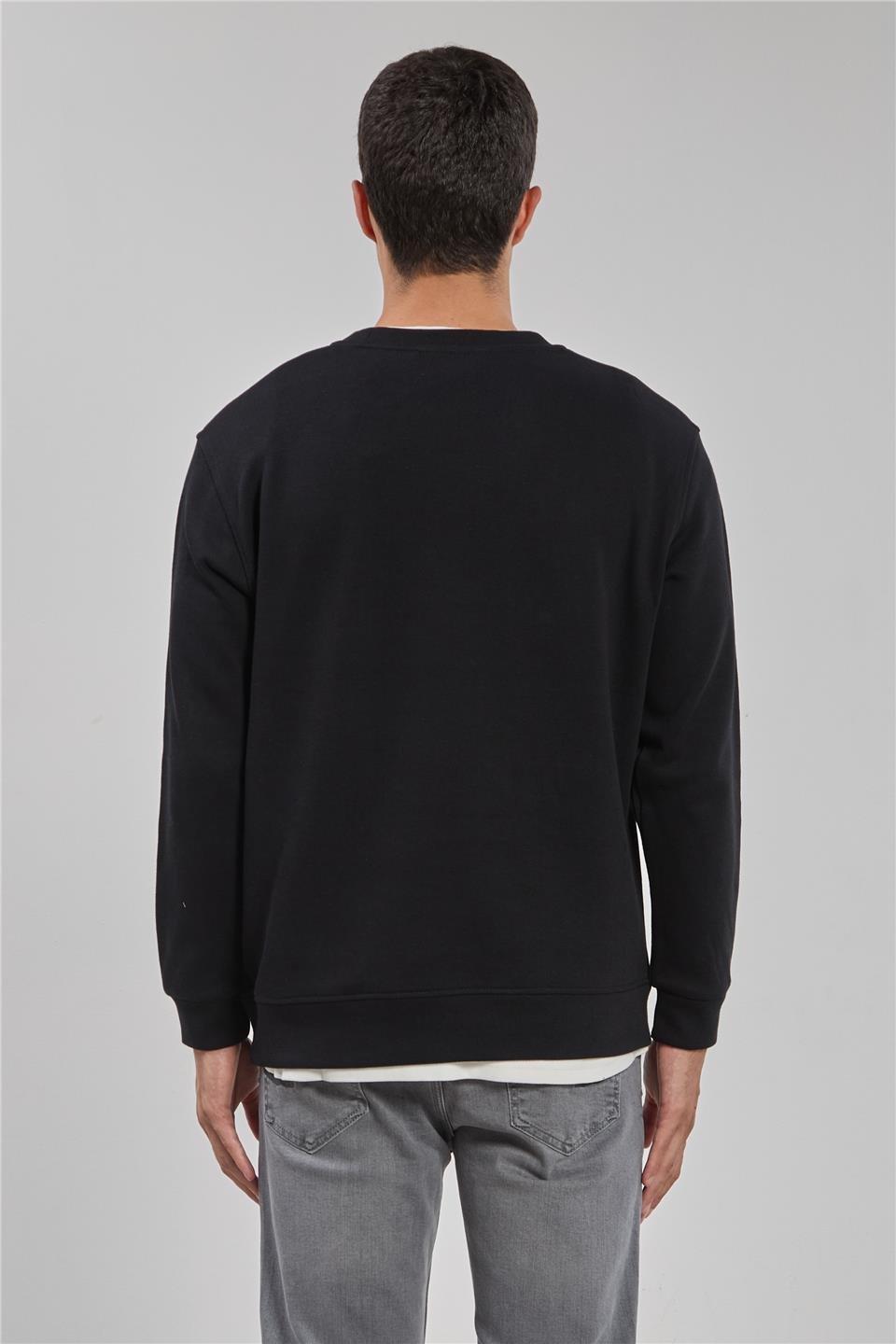 Bisiklet yaka sweatshirt-1256 Siyah