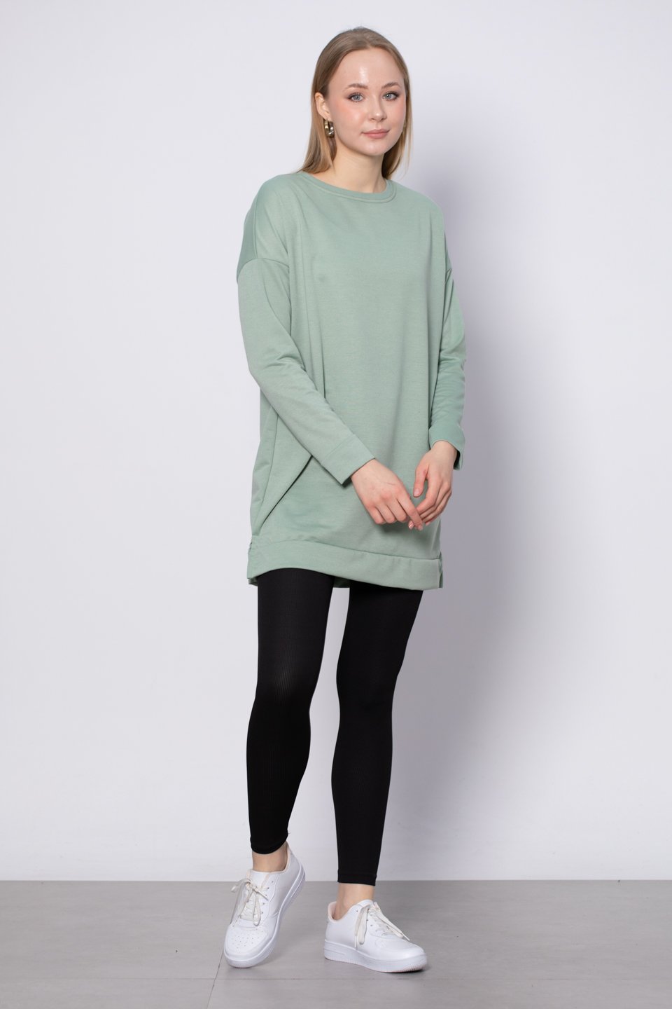 Bisiklet yaka sweatshirt-DVN0148 Çağla