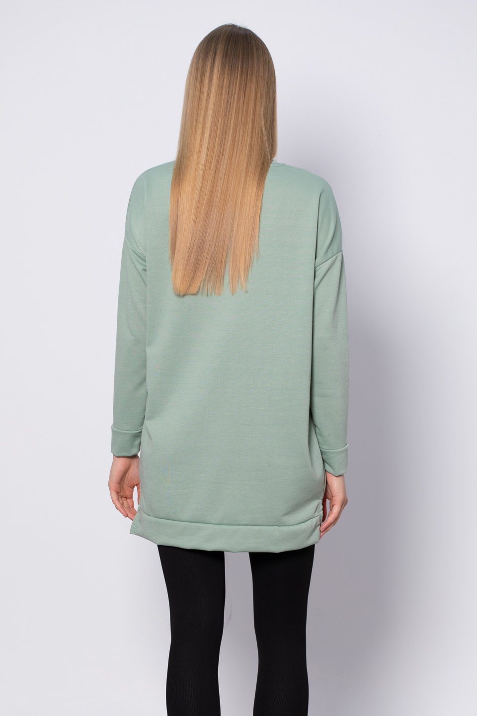 Bisiklet yaka sweatshirt-DVN0148 Çağla