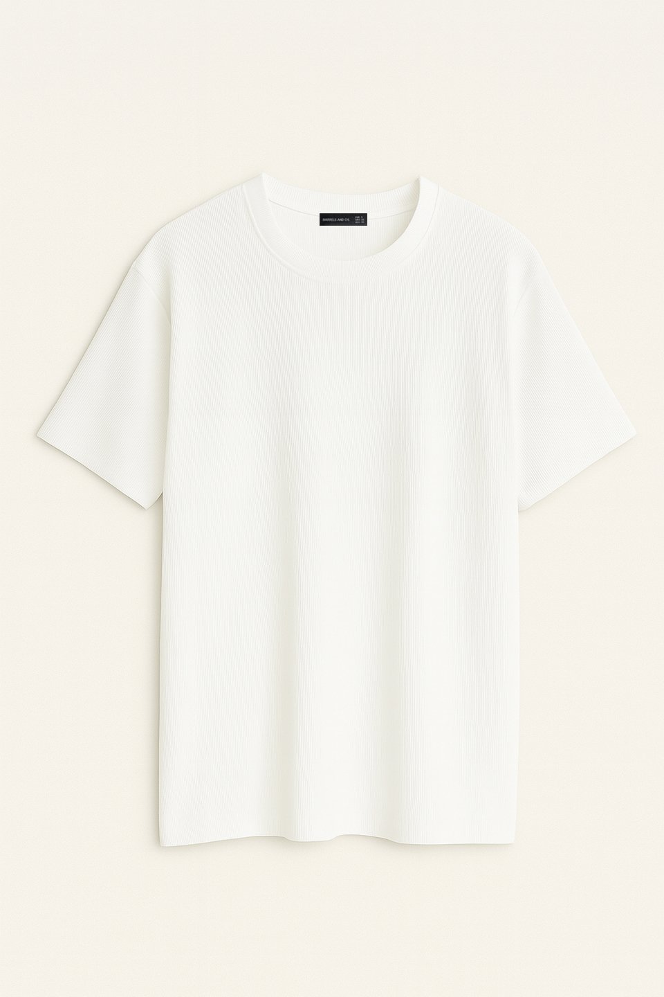 Bisiklet yaka t-shirt-9054 Beyaz