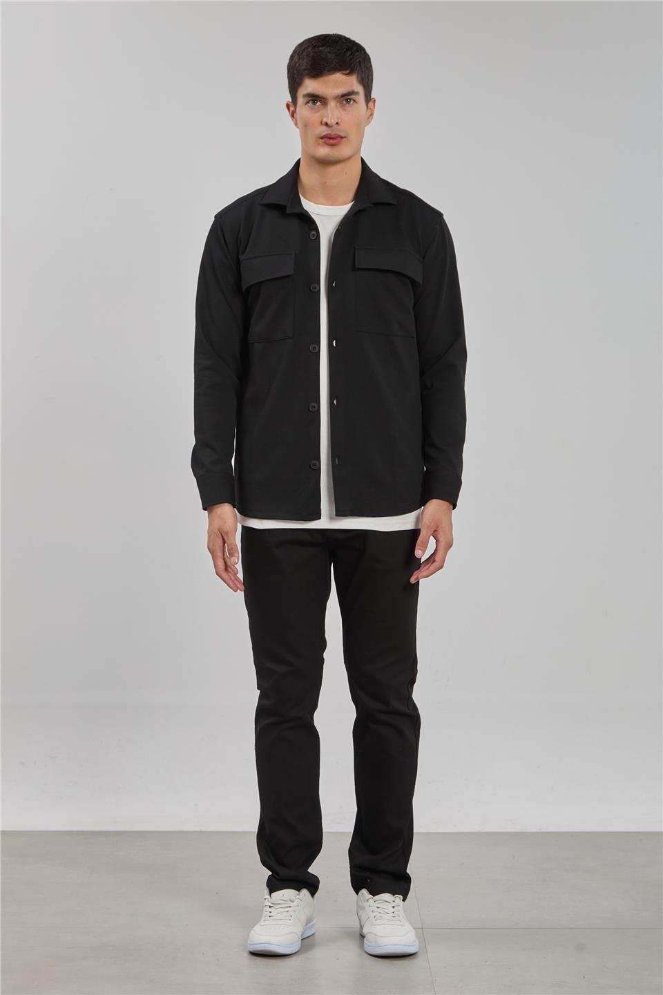 Çift cepli gömlek-1186 Siyah