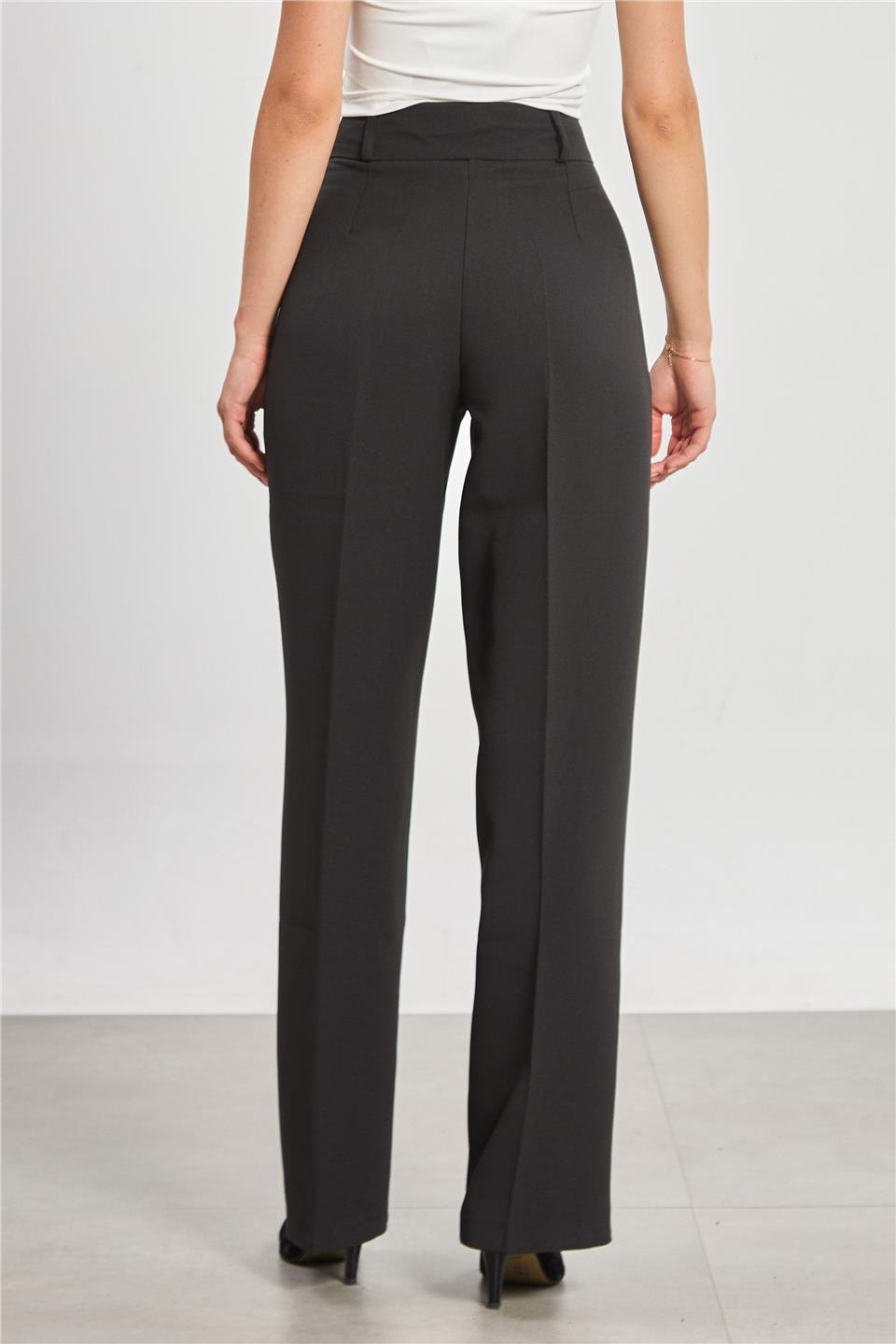 Çift düğmeli kumaş pantolon-3431 Siyah