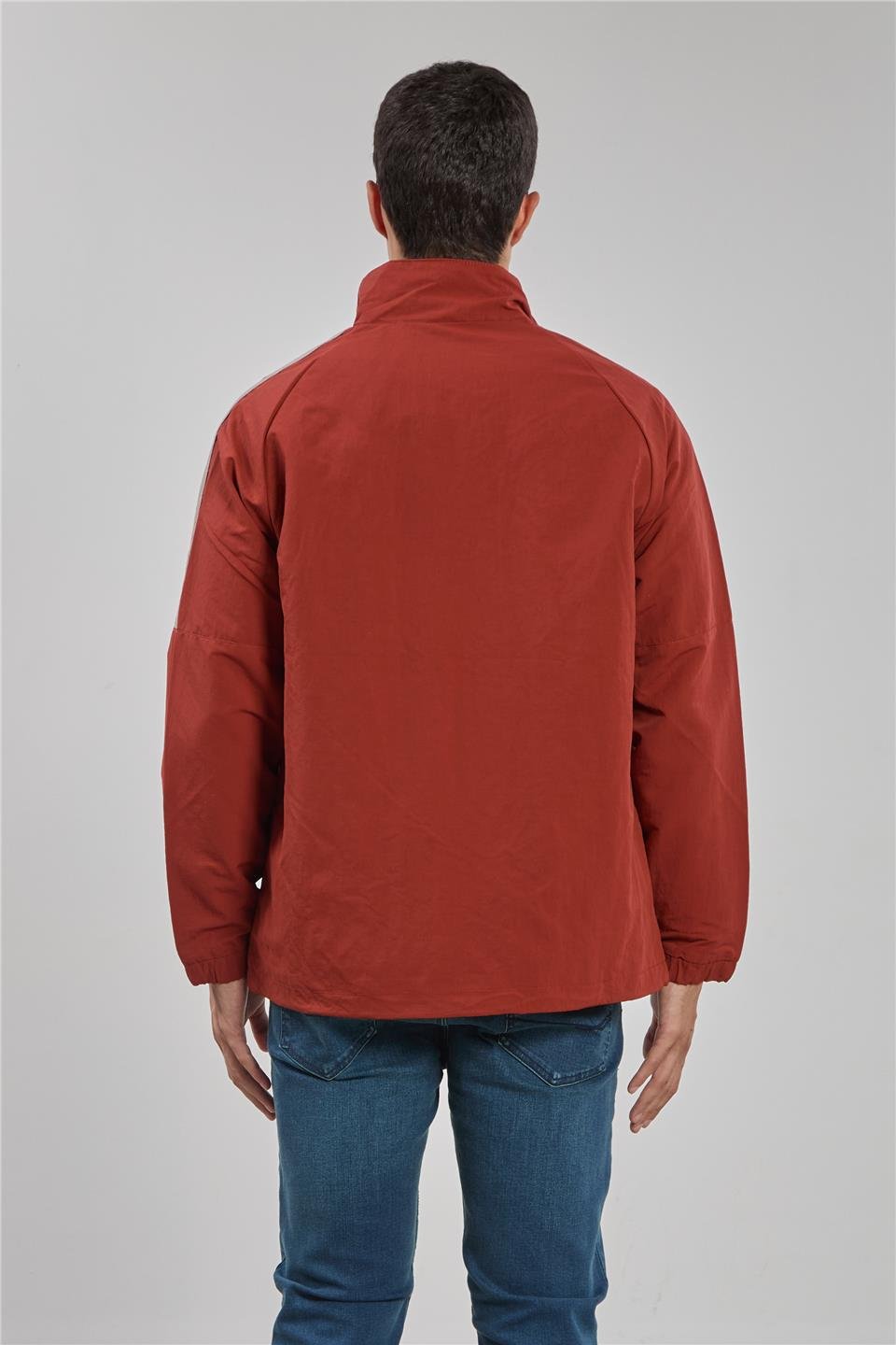 Dik yaka kalın kol biyeli ceket-2898 Kiremit