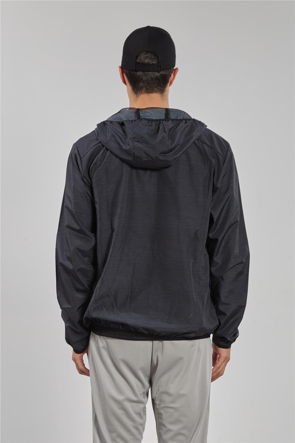 Dik yaka kapüşonlu yağmurluk-GOSSA Siyah