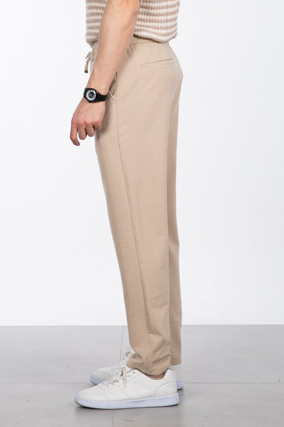 Fermuarlı jogger pantolon-7005 Bej