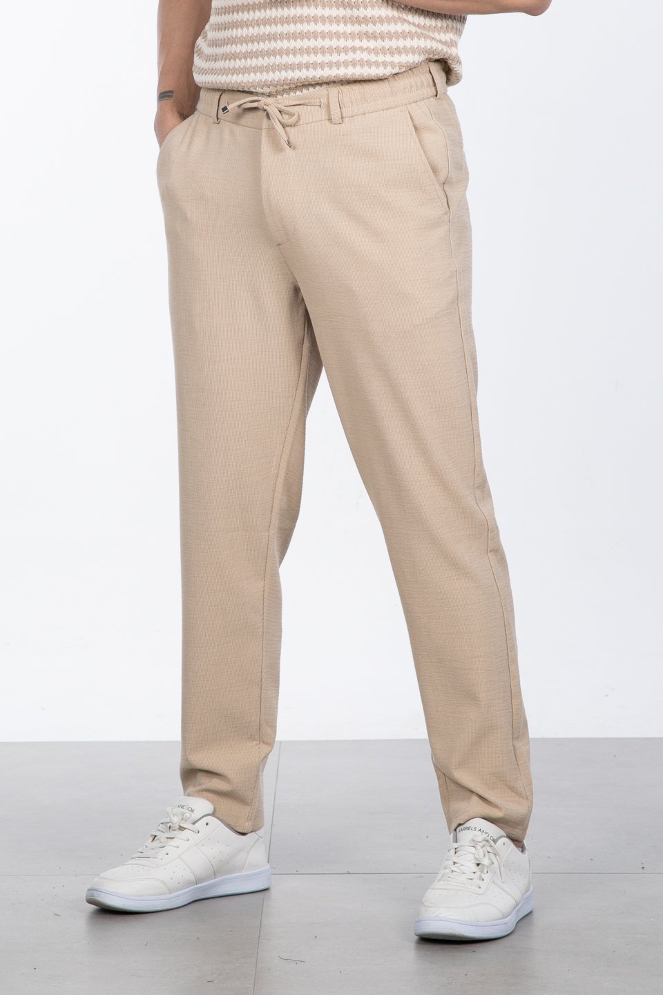 Fermuarlı jogger pantolon-7005 Bej