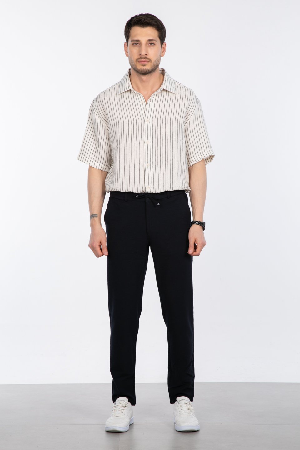 Fermuarlı jogger pantolon-7005 Lacivert