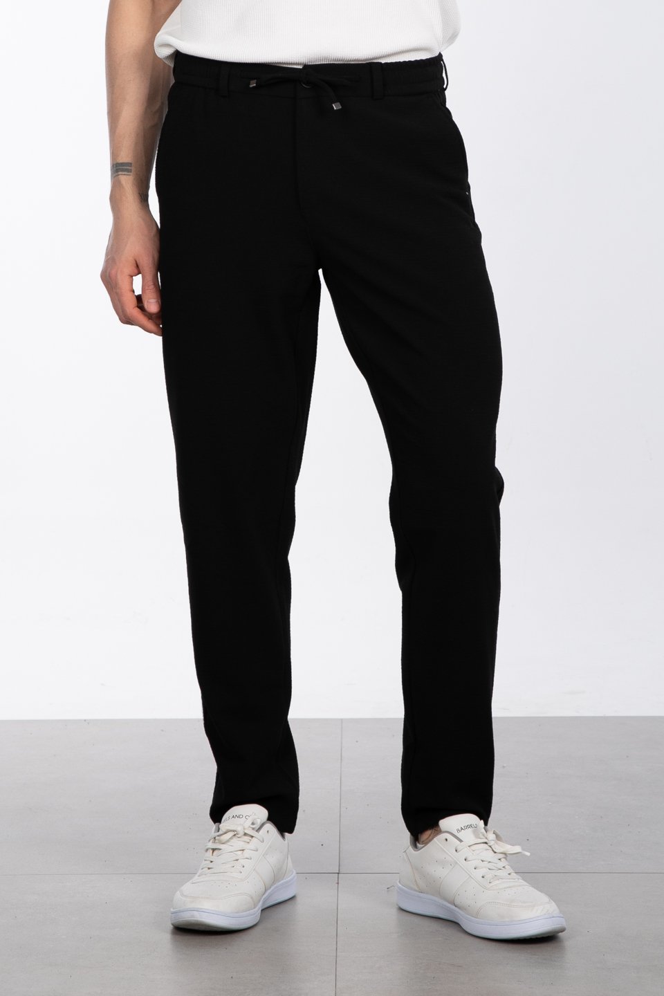 Fermuarlı jogger pantolon-7005 Siyah