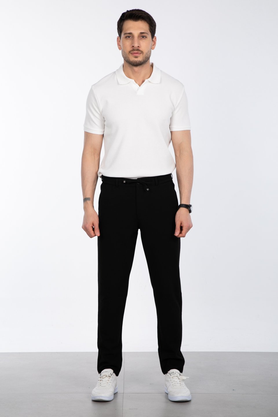 Fermuarlı jogger pantolon-7005 Siyah