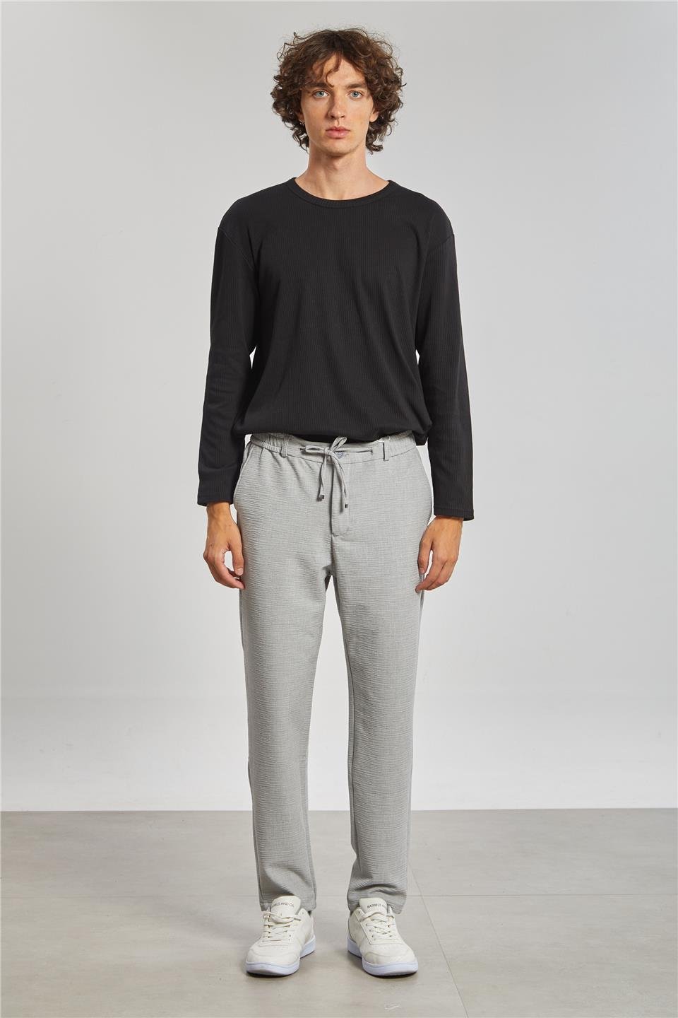 Fermuarlı Jogger Pantolon - Gri