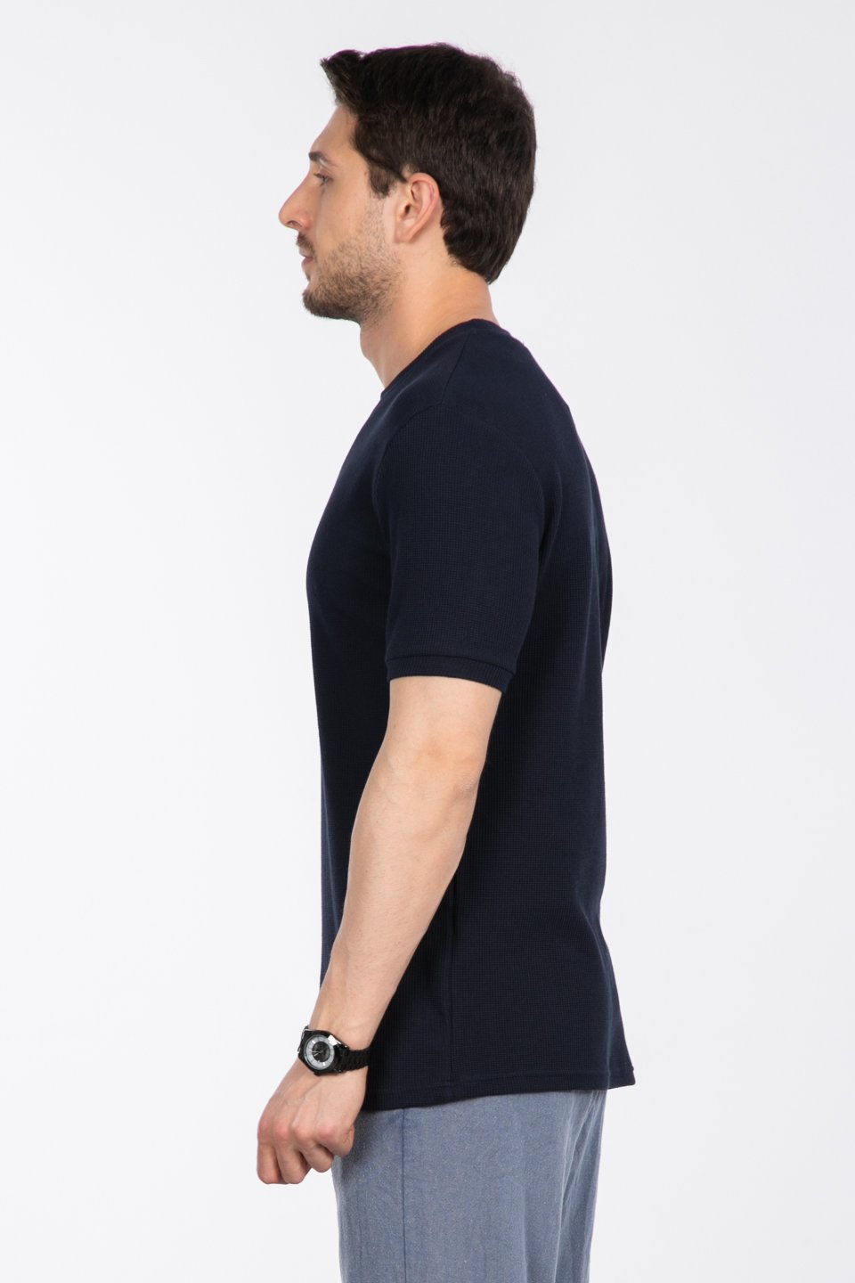 Gipeli waffal basıc t-shirt-2709 İndigo