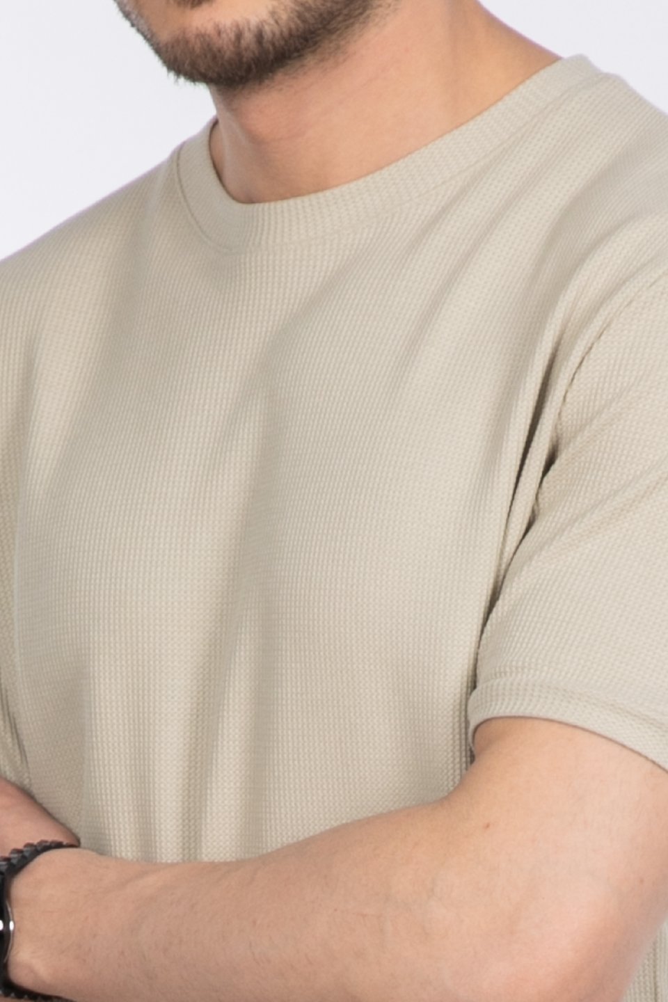 Gipeli waffal basıc t-shirt-2709 Taş