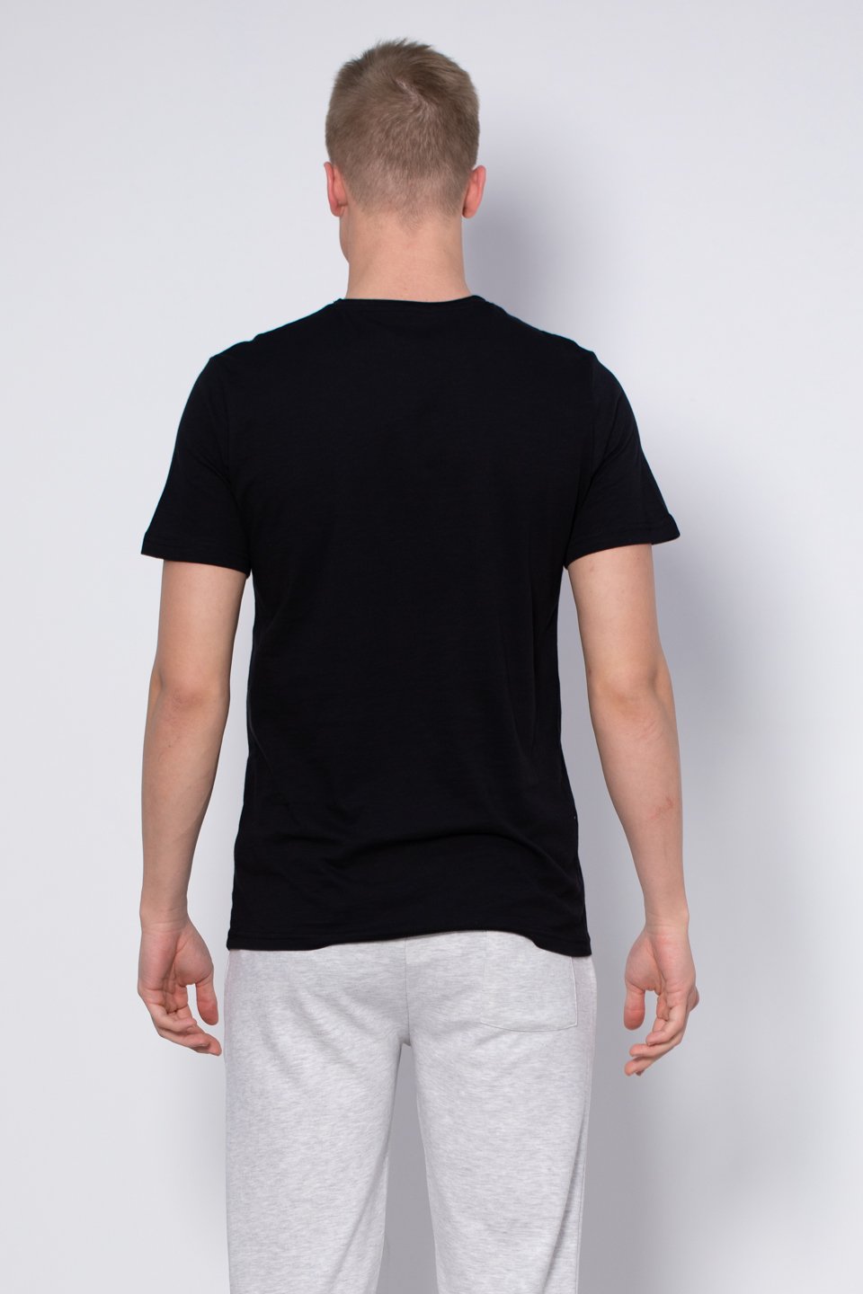 Göğüs cepli t-shirt-2000 Siyah