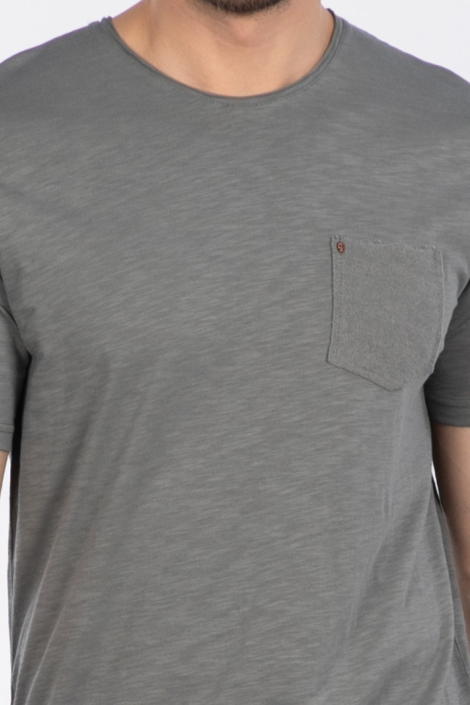 Göğüs Cepli T-Shirt - A.Haki