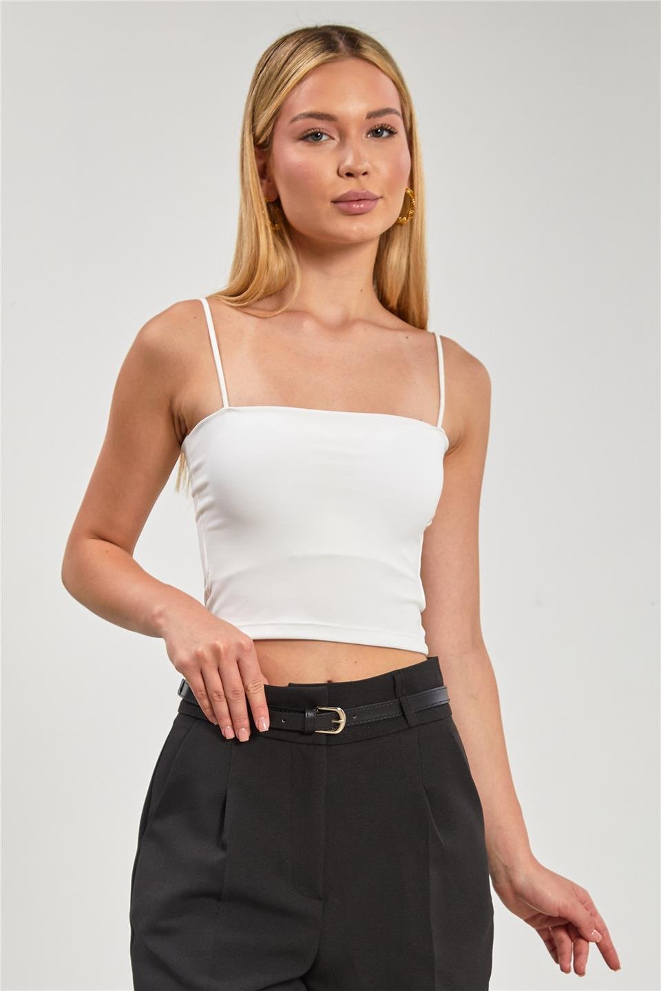 Göğüs pedli askılı atlet-1010 Beyaz